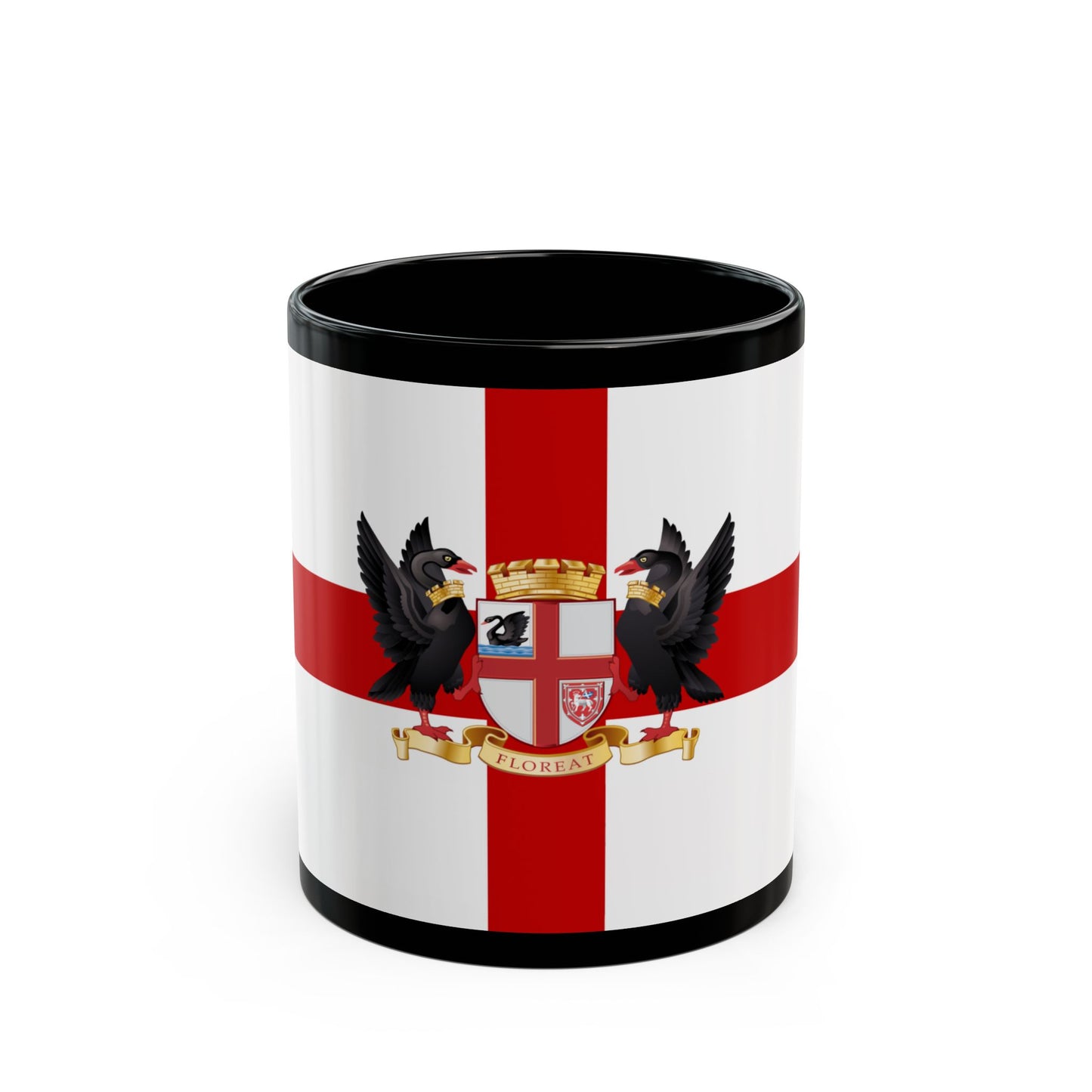 Flag of the City of Perth Australia - Black Coffee Mug-11oz-Go Mug Yourself