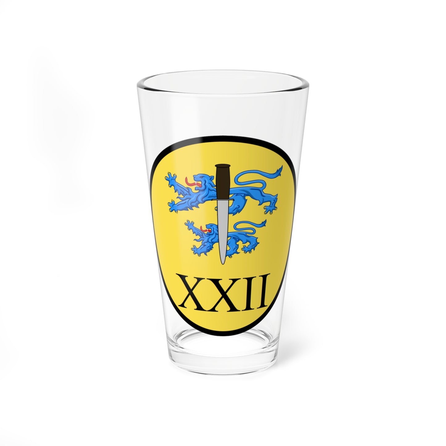 Emblem for the XXII-SLFR (Denmark) (Coat of Arms) Pint Glass 16oz