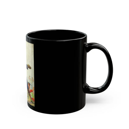 Catcher Throwing, Baseball Magazine cover - Black Coffee Mug-Go Mug Yourself