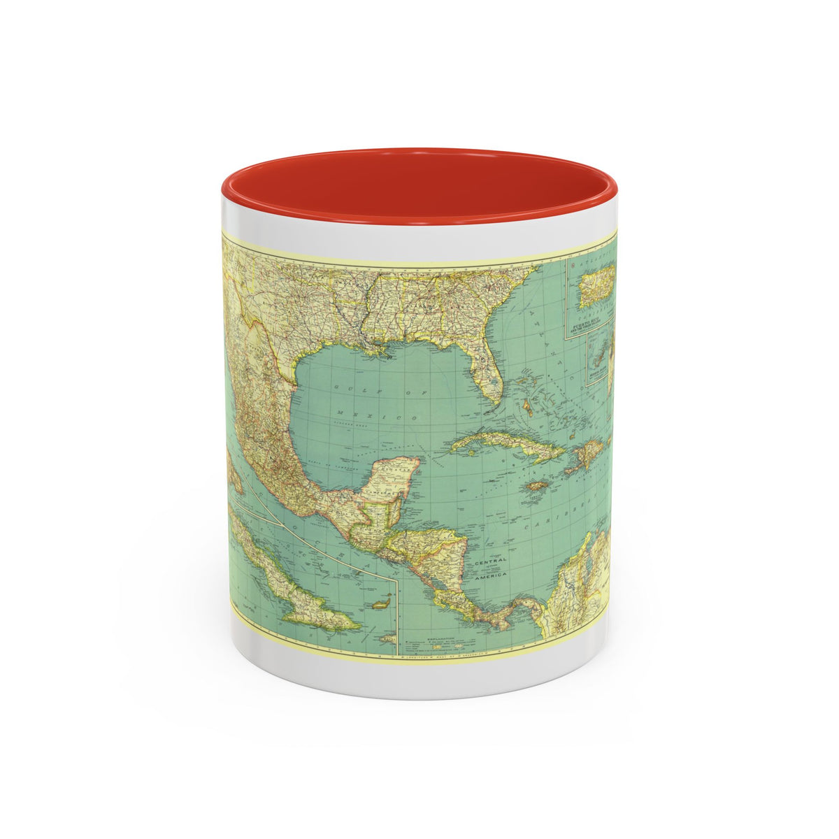 Central America and the West Indies (1934) (Map) Accent Coffee Mug