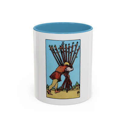 The 10 of Wands (Tarot Card) Accent Coffee Mug