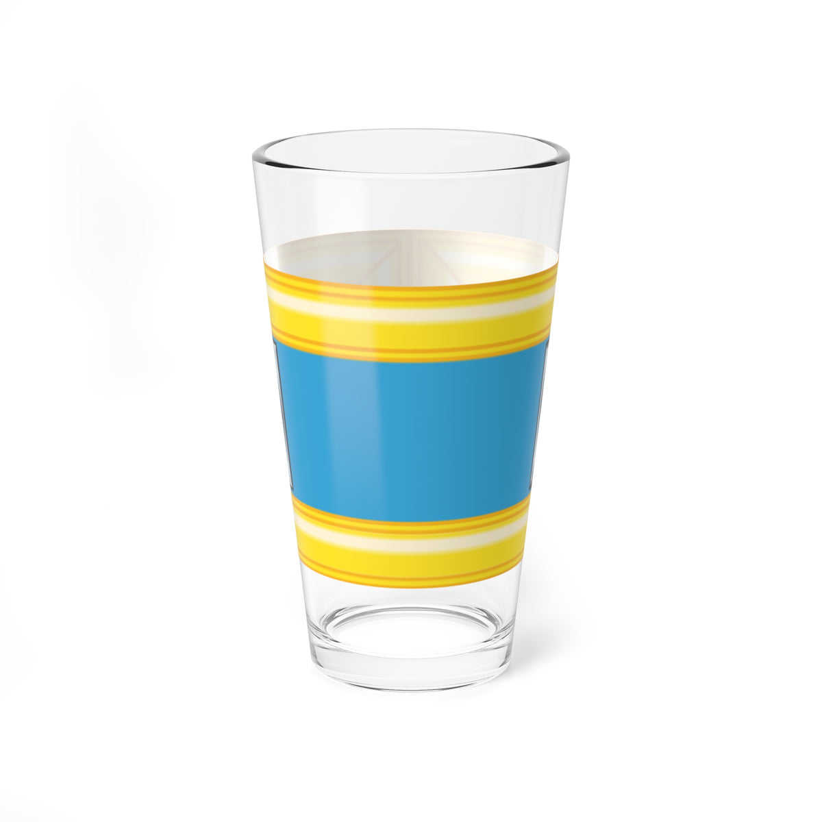 Bevelled yellow rectangular frame enclosing a blue panel with two silver bars joined by rails at each end.