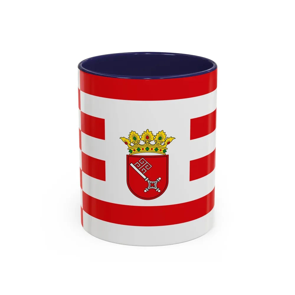 Flag of Bremen with middle arms Germany - Accent Coffee Mug-11oz-Navy-Go Mug Yourself