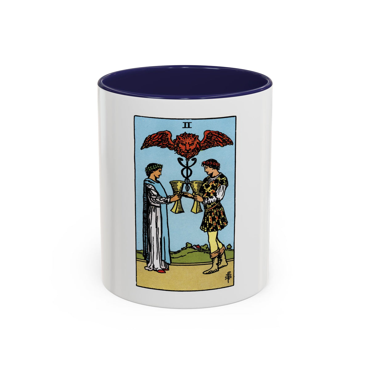 The 2 of Cups (Tarot Card) Accent Coffee Mug