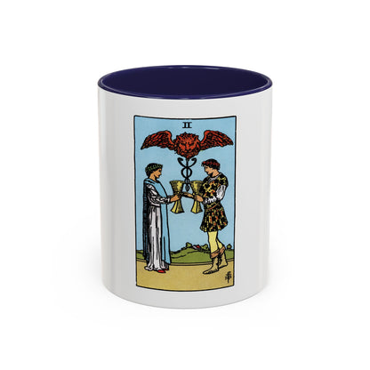 The 2 of Cups (Tarot Card) Accent Coffee Mug