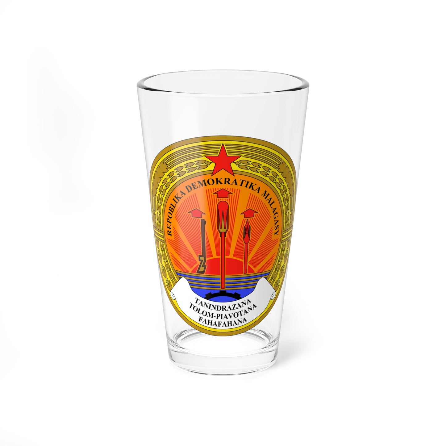 Emblem of the Democratic Republic of Madagascar (Madagascar) (Coat of Arms) Pint Glass 16oz