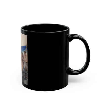 Brawl at Sea, probable men's magazine illustration, circa 1950s - Black Coffee Mug-Go Mug Yourself