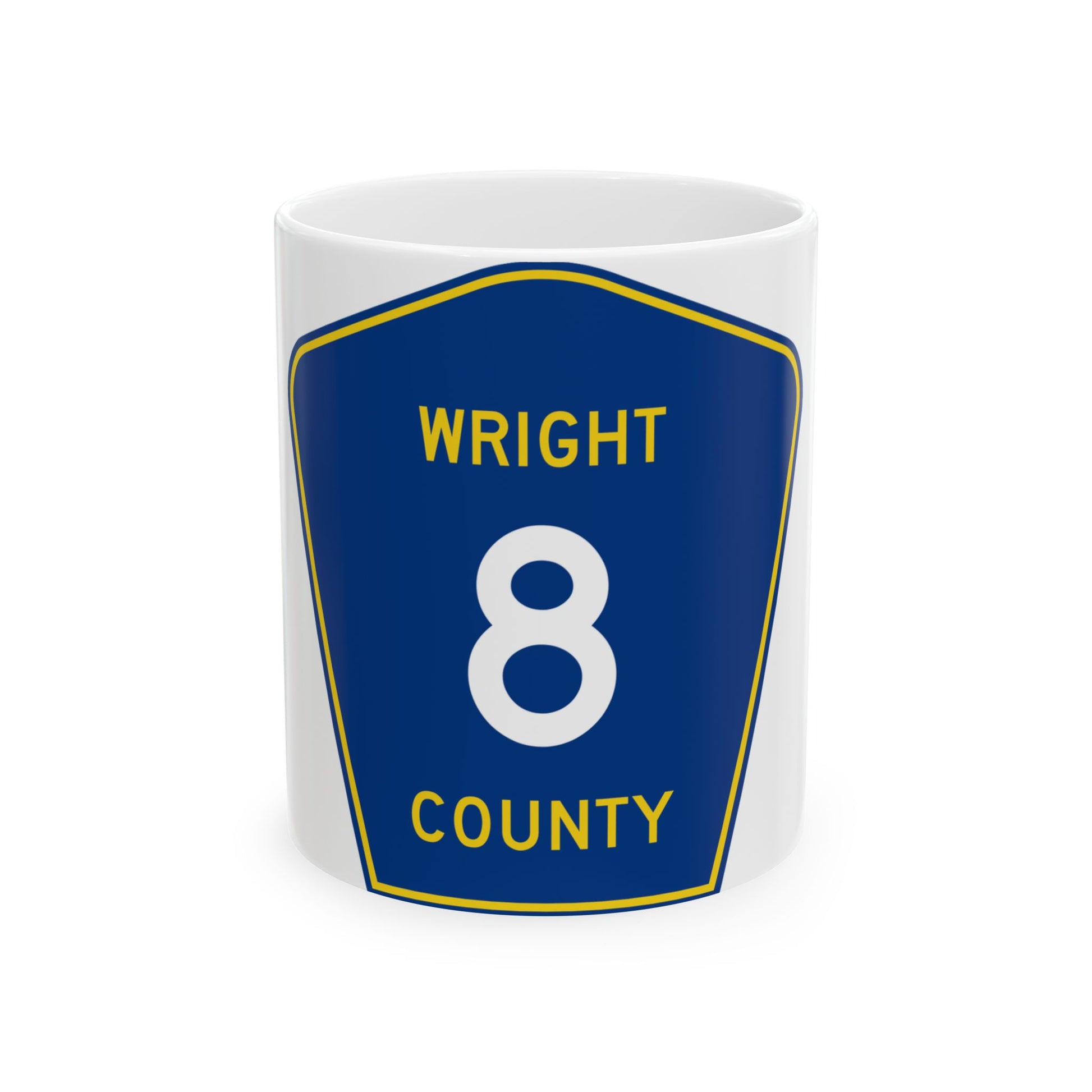 Wright County Route 8 (Minnesota) (Road Sign) White Coffee Mug-11oz-Go Mug Yourself