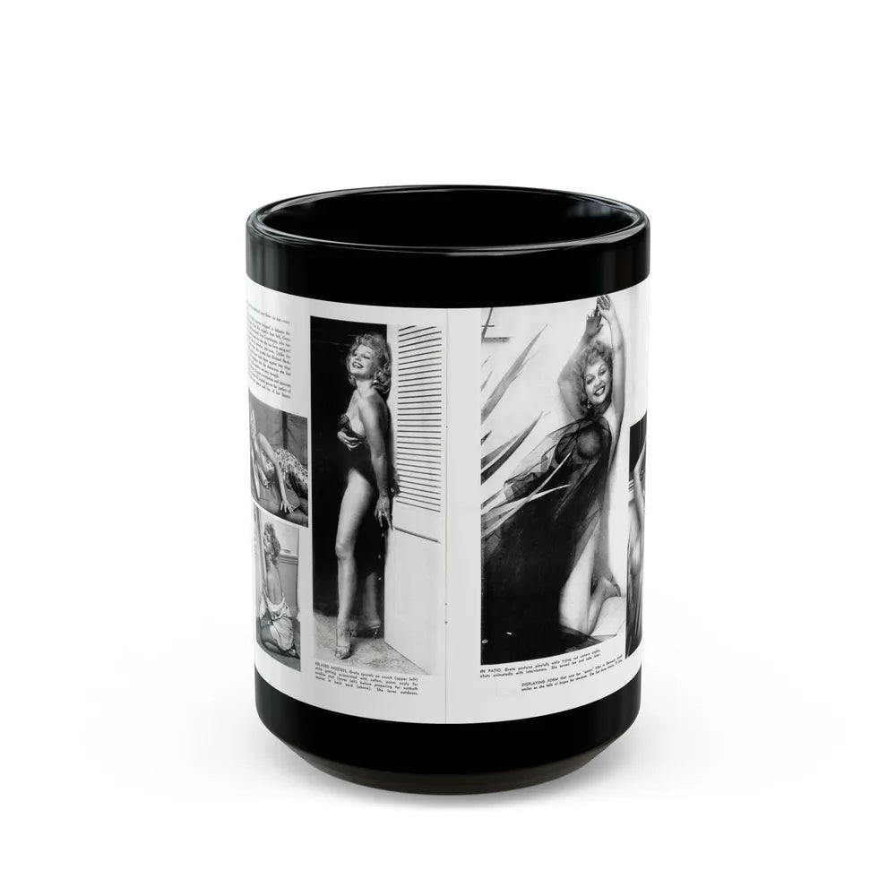 Greta Thyssen #127 - 2 Pages 5 B&W Photos from Modern Man Mag. April '57 (Vintage Female Icon) Black Coffee Mug-15oz-Go Mug Yourself