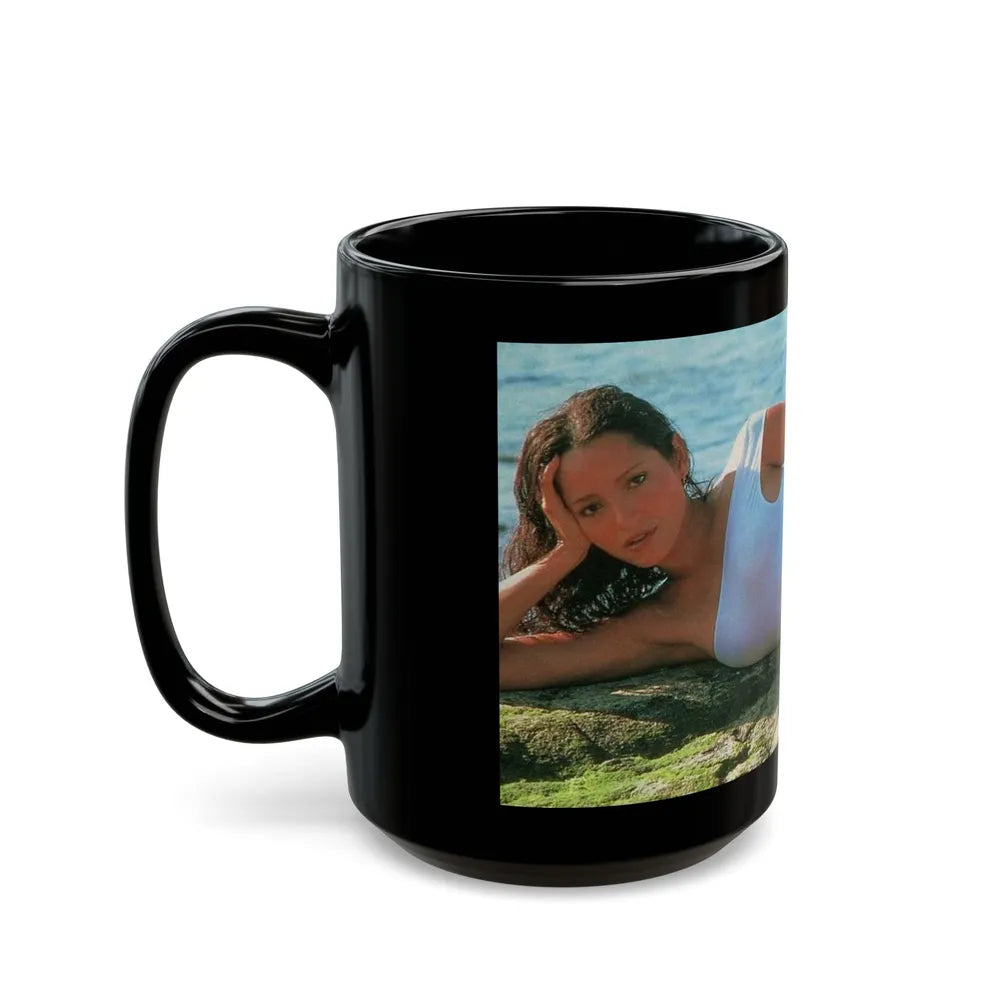 Barbara Carrera #122 (Vintage Female Icon) Black Coffee Mug-Go Mug Yourself