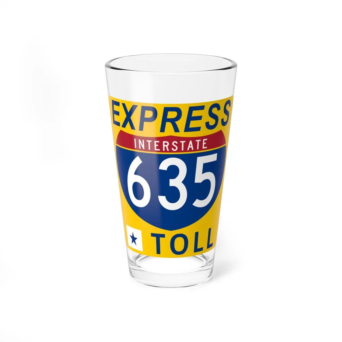 635 Express Lane free (Texas) (Road Sign) Pint Glass 16oz 16oz - Go Mug Yourself