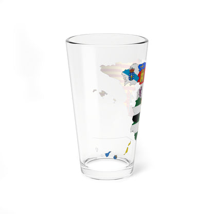 Flag-map of Spain subdivisions (Spain) Pint Glass 16oz