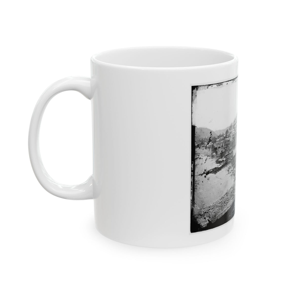 Harper's Ferry, W. Va. View Of Town; Railroad Bridge In Ruins (U.S. Civil War) White Coffee Mug