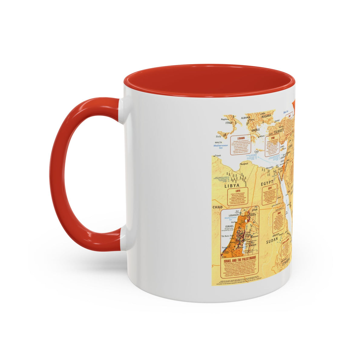 Middle East in Turmoil (1980) (Map) Accent Coffee Mug