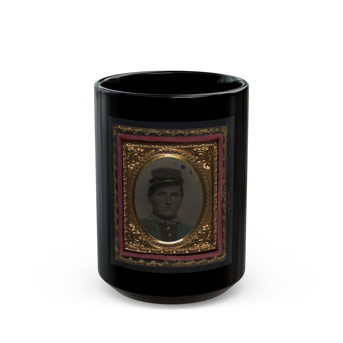 Unidentified Soldier In Forage Cap (U.S. Civil War) Black Coffee Mug