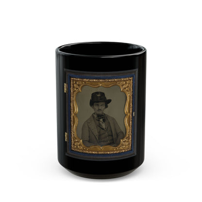 Unidentified Soldier In Union Engineer's Uniform With Hardee Hat (U.S. Civil War) Black Coffee Mug
