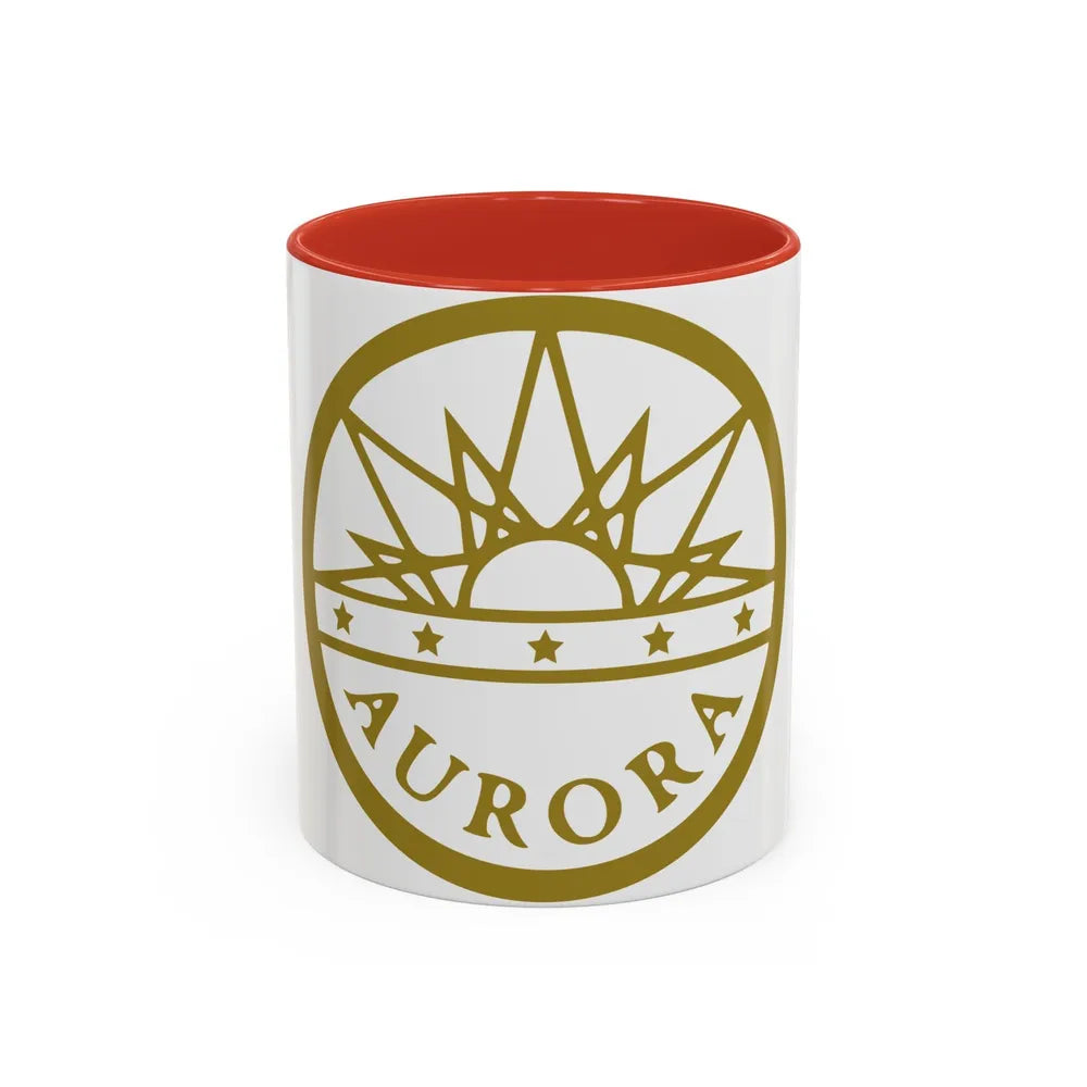 Seal of Aurora Colorado - Accent Coffee Mug-11oz-Red-Go Mug Yourself