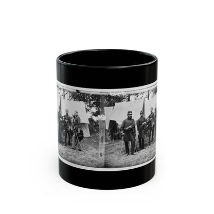 Fair Oaks, Va., Vicinity. Capt. James M. Robertson (Third From Left) And Officers (U.S. Civil War) Black Coffee Mug