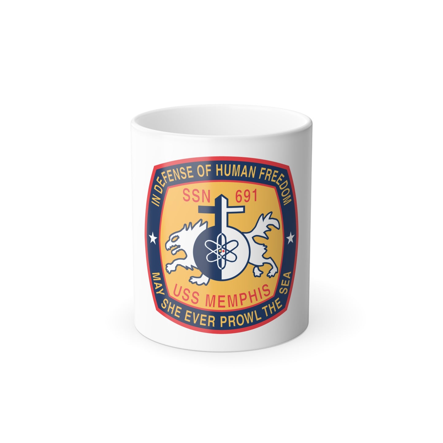USS Memphis SSN 691 In Defence of the Human Freedom (U.S. Navy) Color Changing Mug 11oz