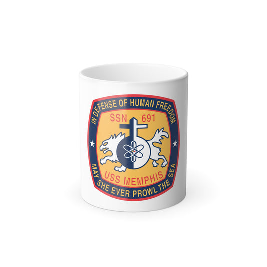 USS Memphis SSN 691 In Defence of the Human Freedom (U.S. Navy) Color Changing Mug 11oz