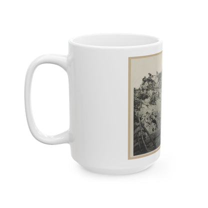 Two Trench Mortars Behind Sandbagged Barricade (U.S. Civil War) White Coffee Mug