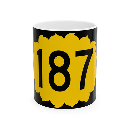K-187 (Kansas) (Road Sign) White Coffee Mug