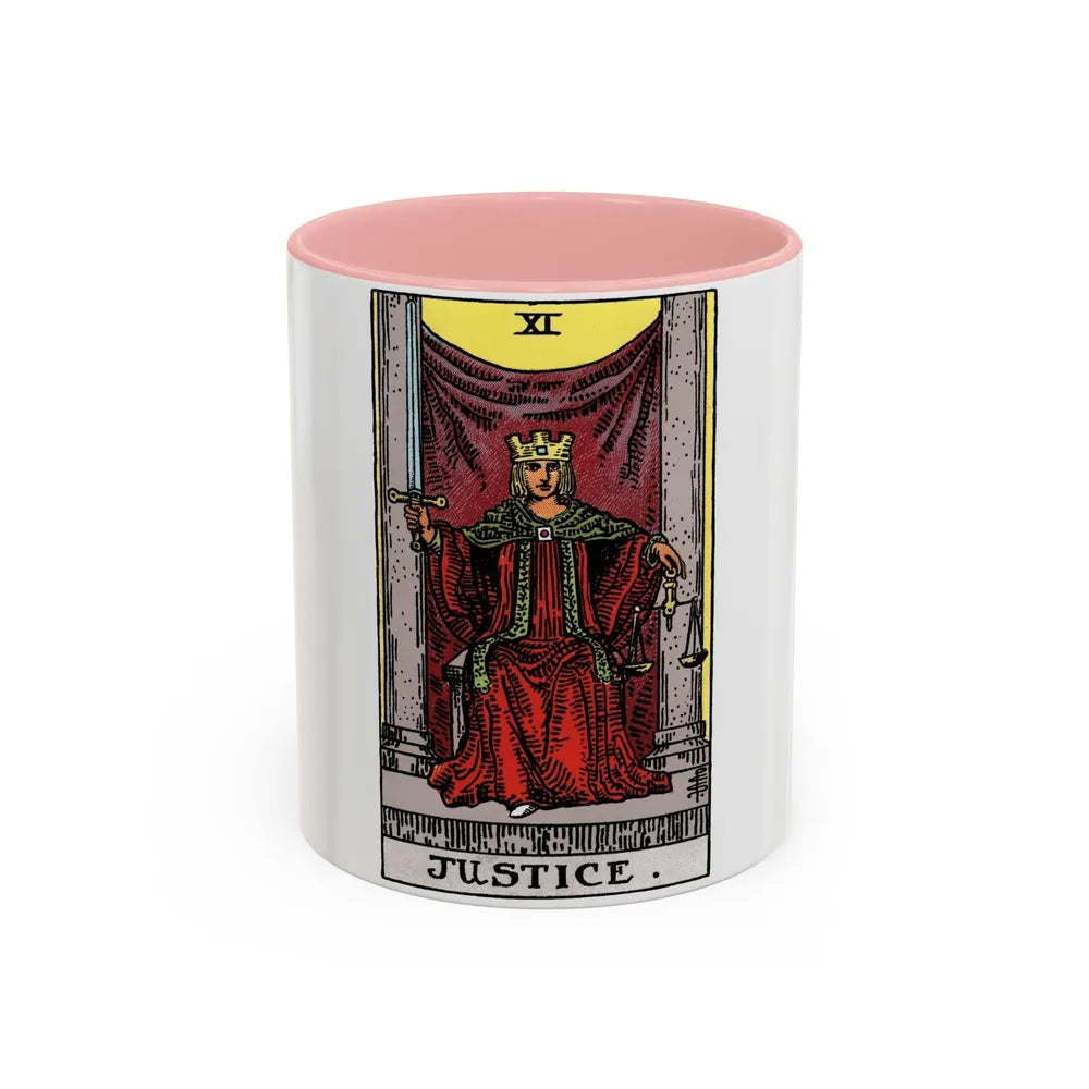 Justice (Tarot Card) Accent Coffee Mug-11oz-Pink-Go Mug Yourself