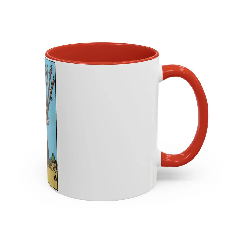 The 10 of Wands (Tarot Card) Accent Coffee Mug-Go Mug Yourself