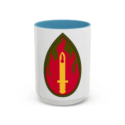 63rd Infantry Division SSI (U.S. Army) Accent Coffee Mug 15oz Light Blue - Go Mug Yourself