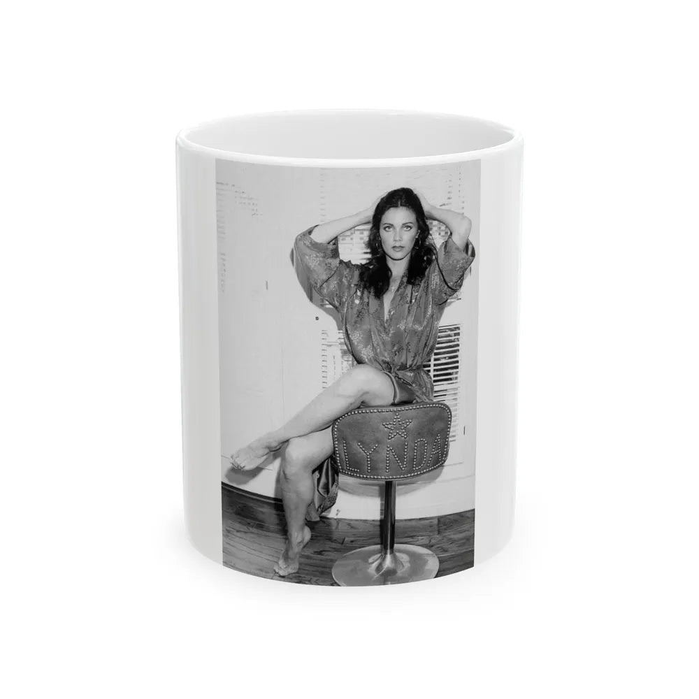 Lynda Carter #172 (Vintage Female Icon) White Coffee Mug-11oz-Go Mug Yourself