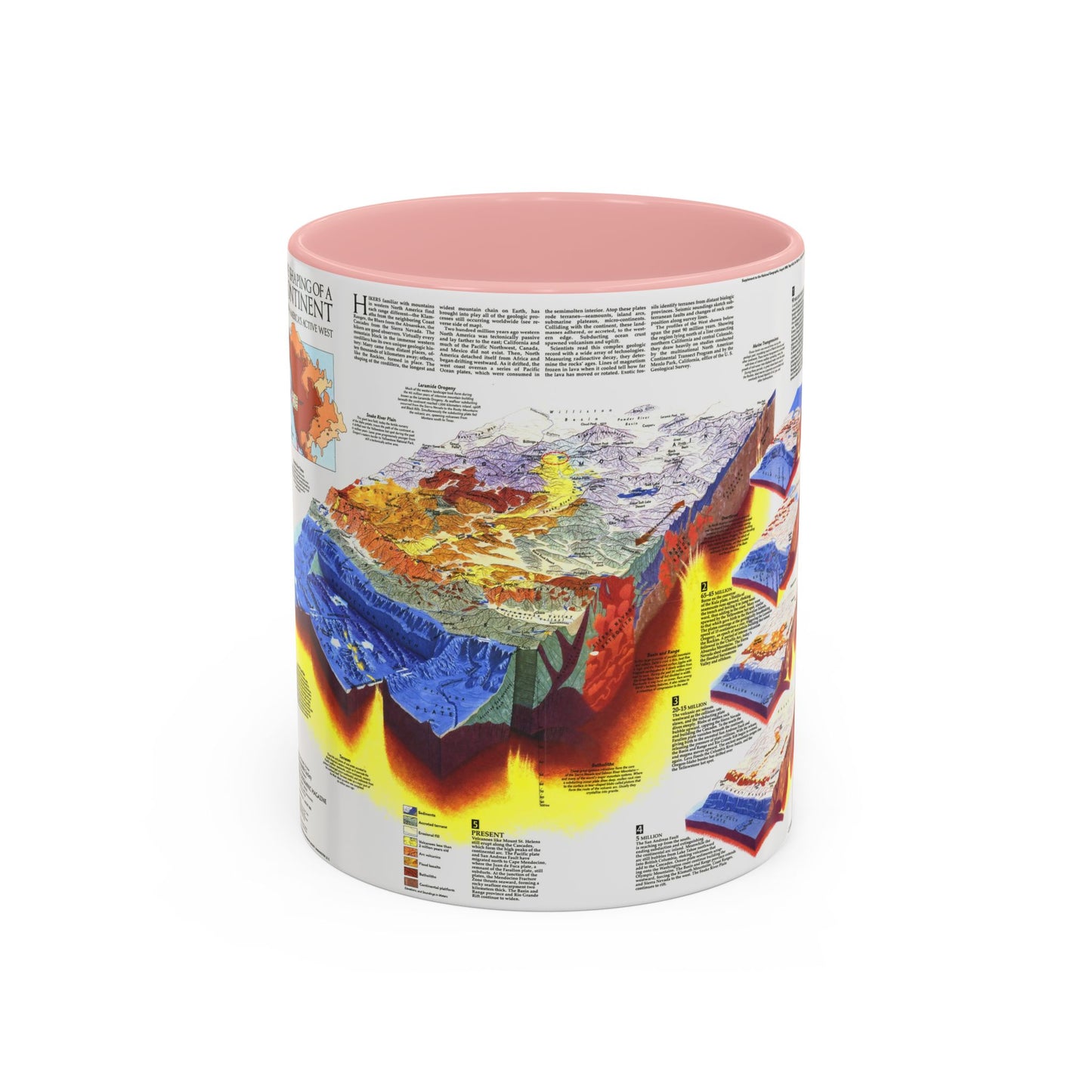 North America - The Shaping of a Continent (1985) (Map) Accent Coffee Mug