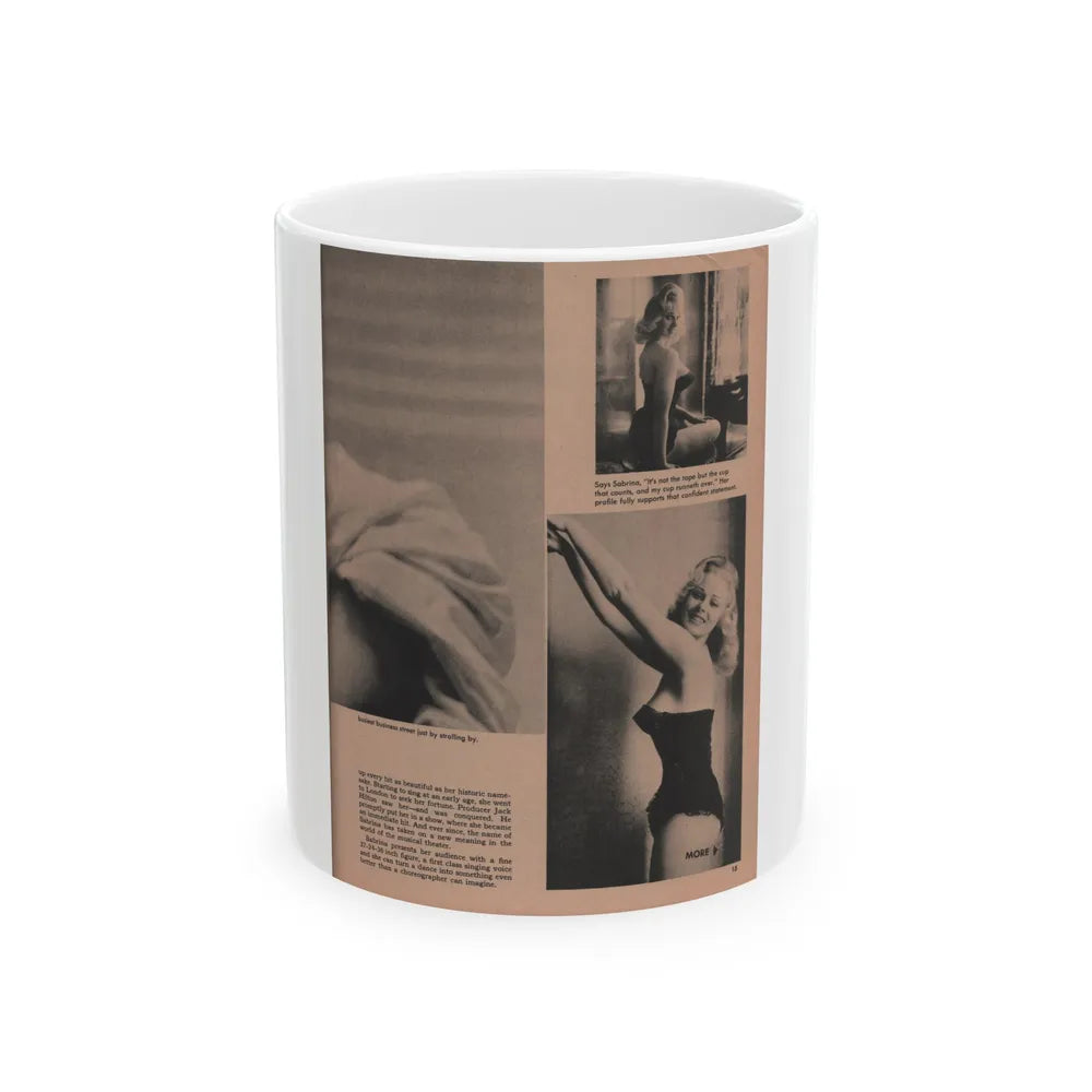 Norma Sykes #180 - Play Mag. 9-4-59 - 2 B&W Photos & More (Vintage Female Icon) White Coffee Mug-11oz-Go Mug Yourself