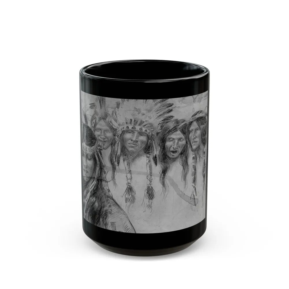 Drawing of Natives, 1906 - Black Coffee Mug-15oz-Go Mug Yourself