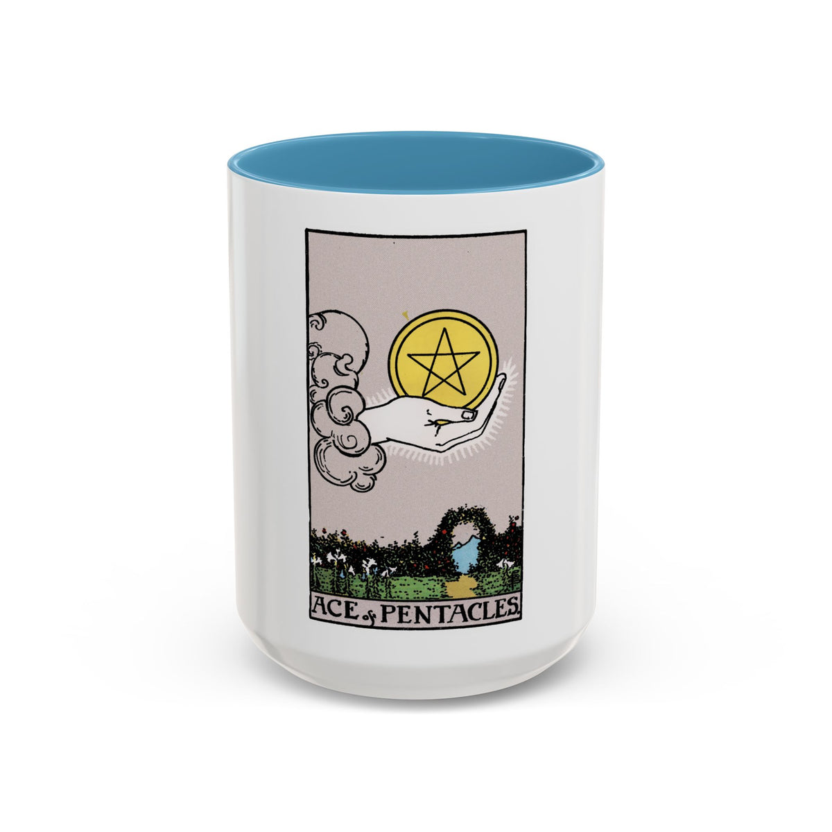 The Ace of p of Pentacles (Tarot Card) Accent Coffee Mug