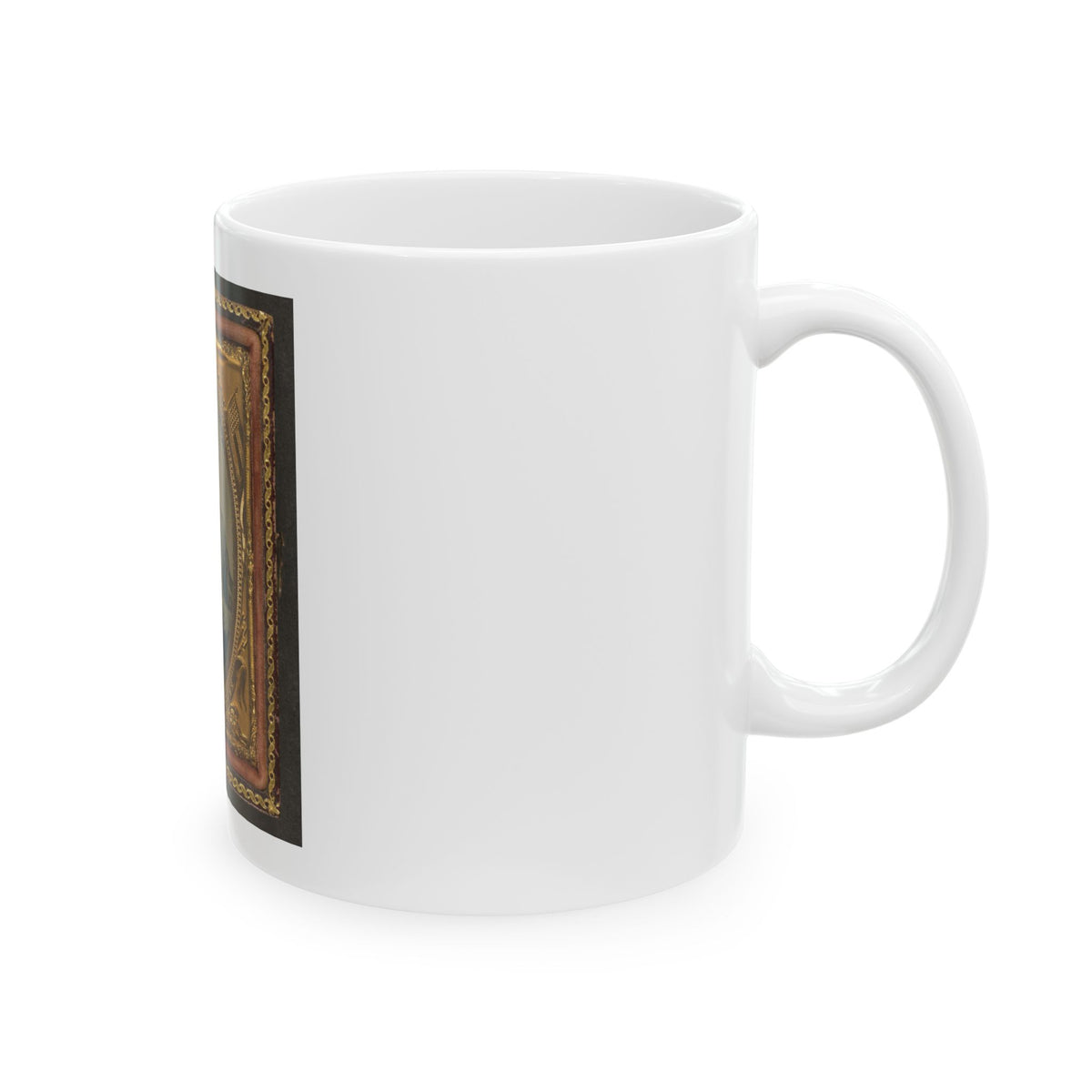 Unidentified Soldier In Union Corporal's Uniform Holding Revolver To Chest (U.S. Civil War) White Coffee Mug