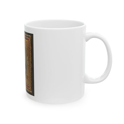 Unidentified Soldier In Union Corporal's Uniform Holding Revolver To Chest (U.S. Civil War) White Coffee Mug