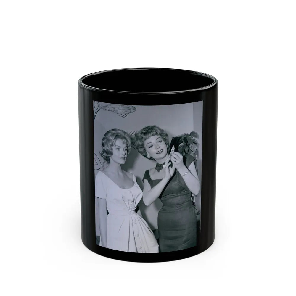 Leslie Parrish #234 (Vintage Female Icon) Black Coffee Mug-11oz-Go Mug Yourself