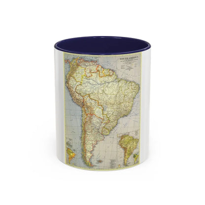 South America (1937) (Map) Accent Coffee Mug-11oz-Navy-Go Mug Yourself