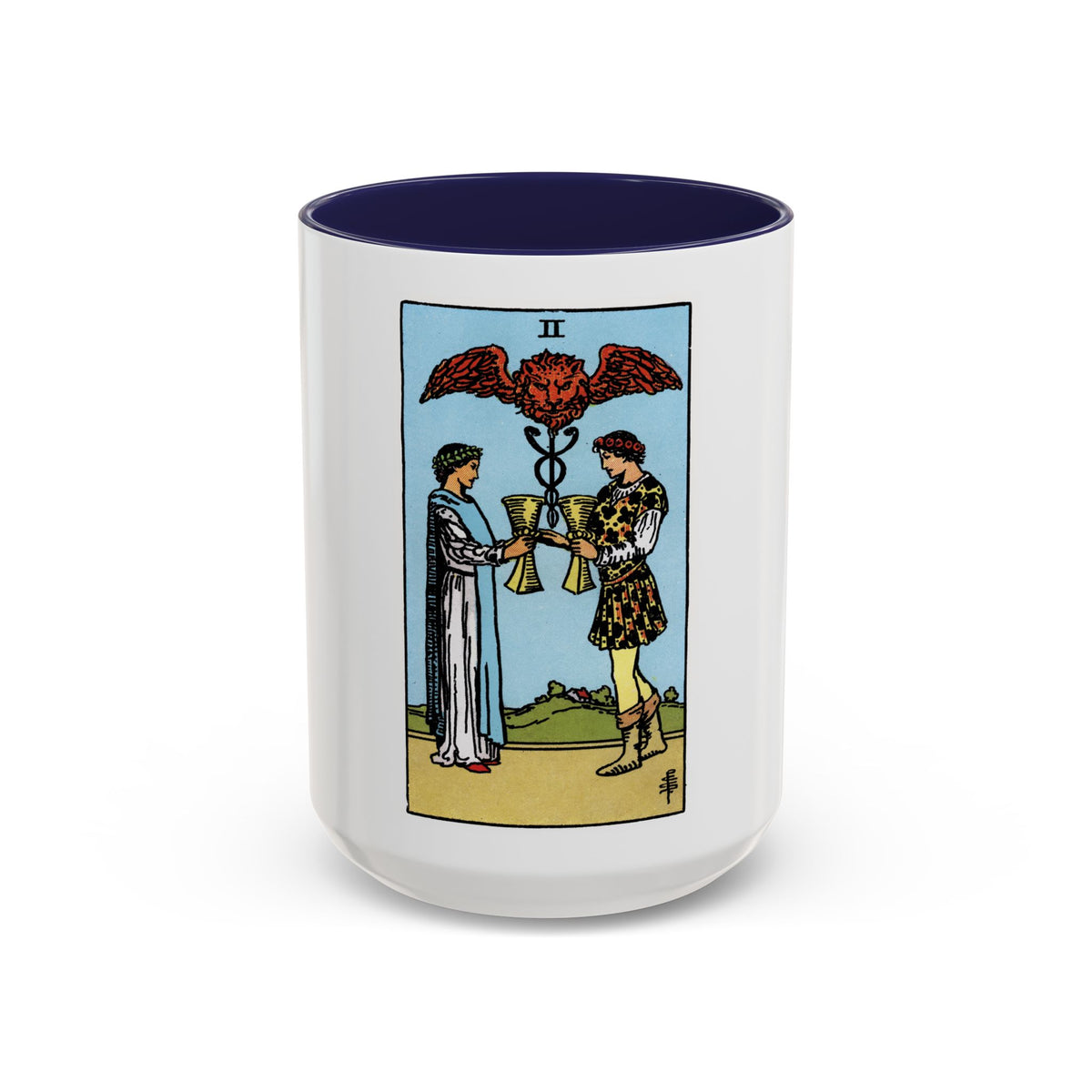 The 2 of Cups (Tarot Card) Accent Coffee Mug