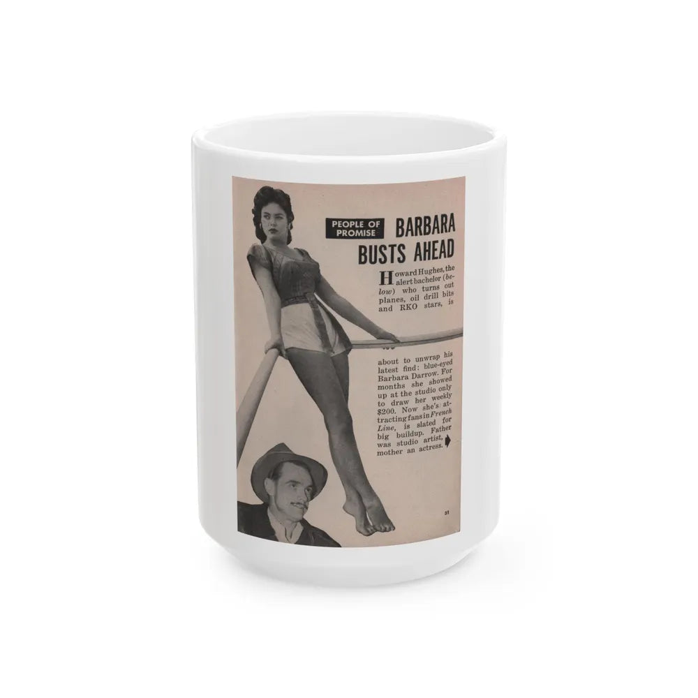 Barbara Darrow #24 - 1 B&W Photo & Article from People Pocket Mag. 4-21-54 (Vintage Female Icon) White Coffee Mug-15oz-Go Mug Yourself