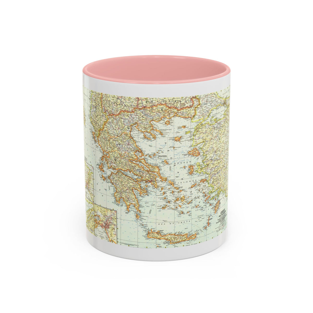 Greece and the Aegean (1958) (Map) Accent Coffee Mug