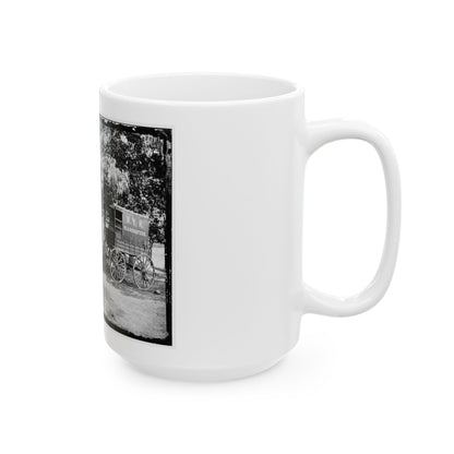 Bealeton, Va. Group At Tent And Wagon Of The New York Herald (U.S. Civil War) White Coffee Mug