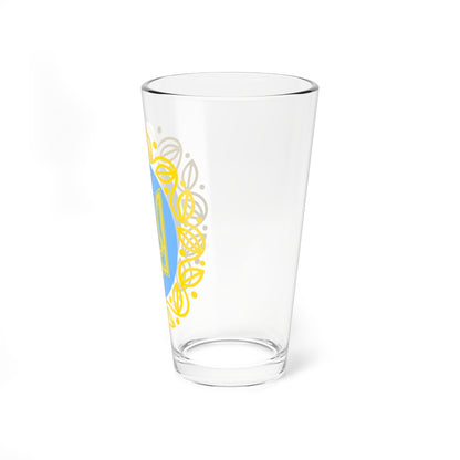 Coat of Arms of UNR harmonization of colours (Ukraine) (Coat of Arms) Pint Glass 16oz