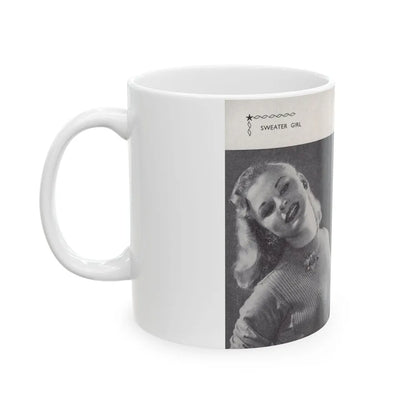 Norma Sykes #163 - 66 PHOTOGRAPHS OF Sabrina U.K. Pocket Mag. Pages 56 & 57 (Vintage Female Icon) White Coffee Mug-Go Mug Yourself