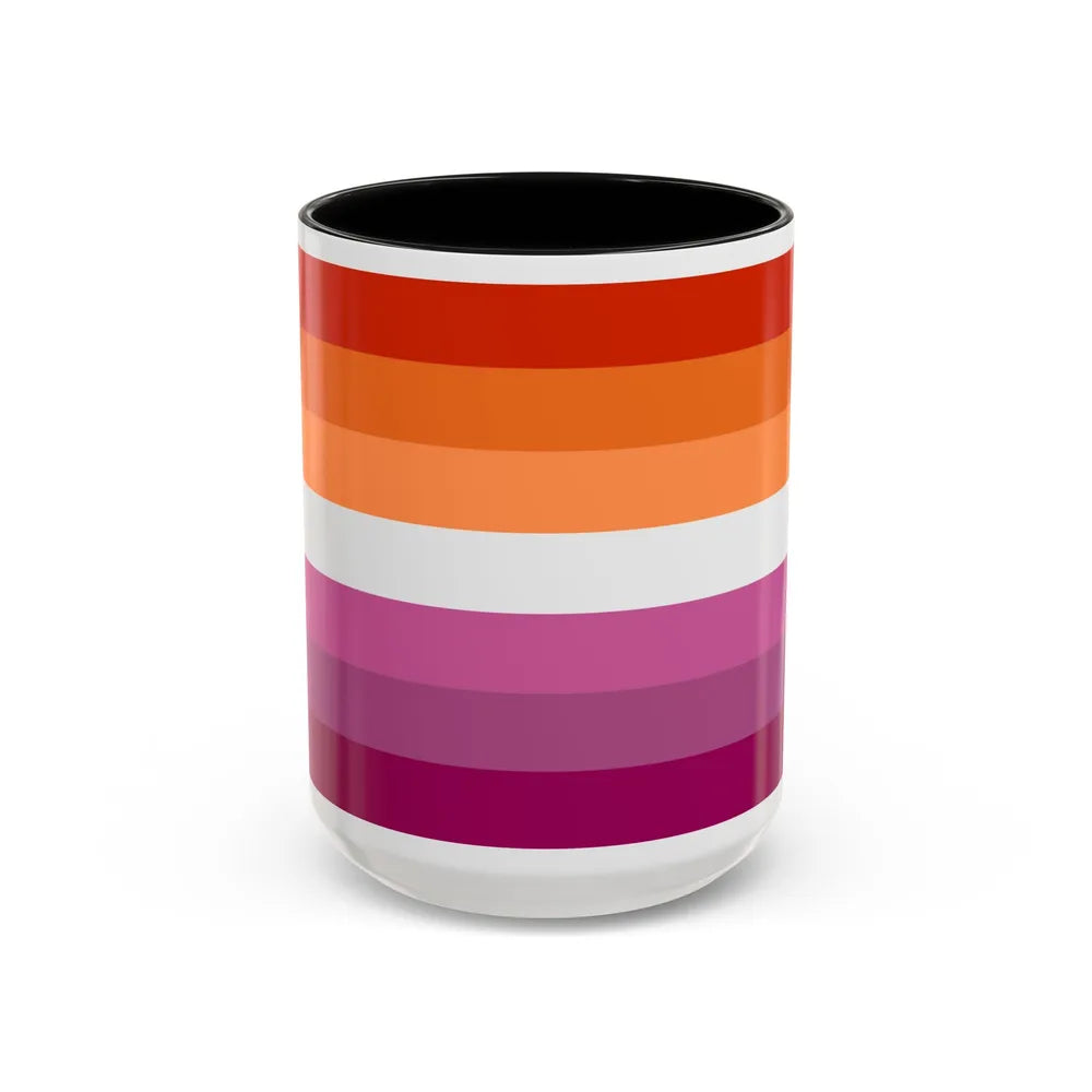 Lesbian 2 Pride Flag - Accent Coffee Mug-15oz-Black-Go Mug Yourself