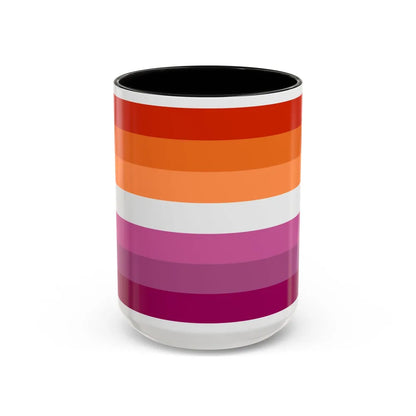 Lesbian 2 Pride Flag - Accent Coffee Mug-15oz-Black-Go Mug Yourself