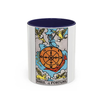 Wheel of Fortune (Tarot Card) Accent Coffee Mug-11oz-Navy-Go Mug Yourself