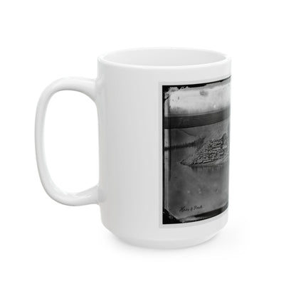 Morris Island, South Carolina. Battery Hays. One 8-Inch Parrot Rifle Dismounted. Breaching Battery Against Fort Sumter (U.S. Civil War) White Coffee Mug
