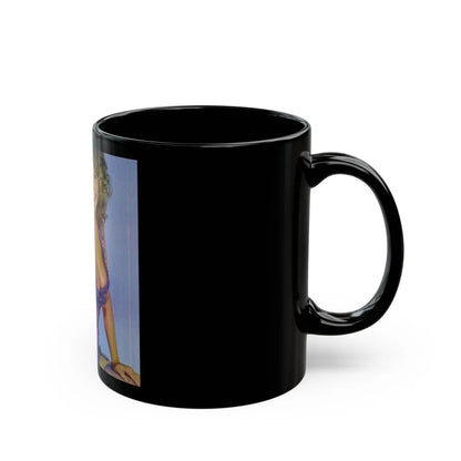 Linda Blair #139 - Partially Topless (Vintage Female Icon) Black Coffee Mug-Go Mug Yourself