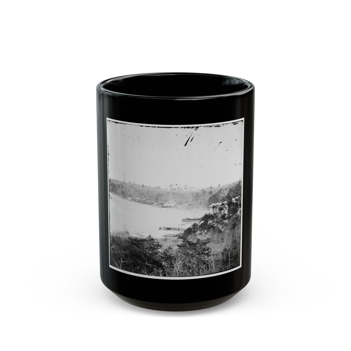 Point Of Rocks, Virginia (Vicinity). View Along River. Butler's Signal Tower In Distance (U.S. Civil War) Black Coffee Mug